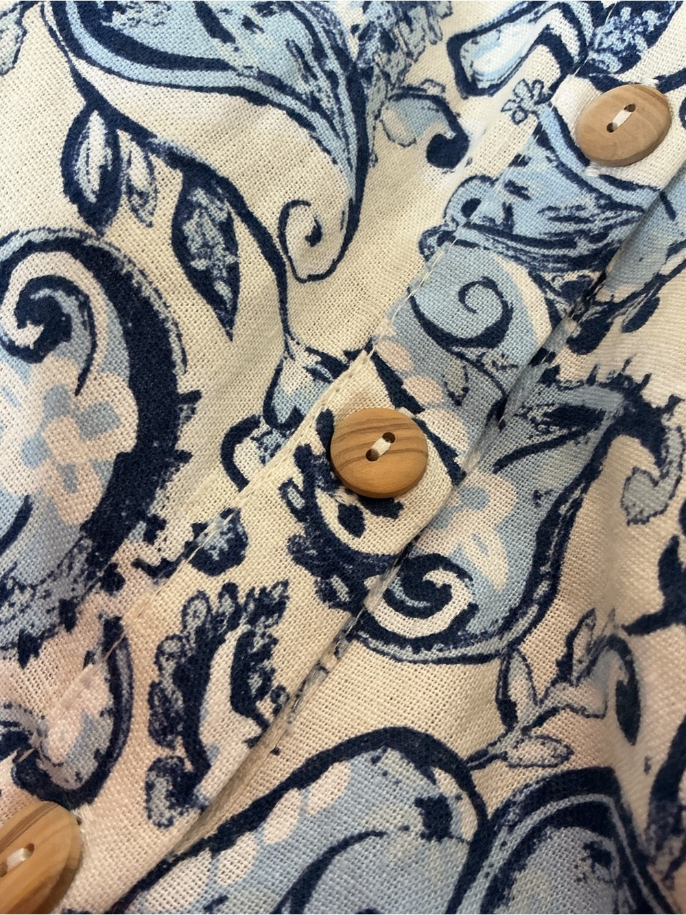 Zara White and Blue Paisley Maxi Dress with Smocked Bodice - Picture 8 of 10